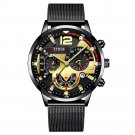 Mesh Silver Gold_Men  Business es Luxury Gold Stainless Steel Mesh Belt Quartz Wrist  Luminous Clock