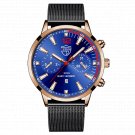 Mesh Rose Blue_Mens es Luxury Stainless Steel Mesh Belt Quartz Wrist  Luminous Clock Men Casual Leat