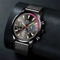 Leather Black Black_Mens es Men Stainless Steel Mesh Belt Quartz Wrist Luminous Clock Man Casual Le