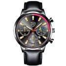 Leather Black Gold_Mens es Men Stainless Steel Mesh Belt Quartz Wrist Luminous Clock Man Casual Leat