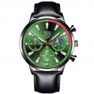 Leather Black Green_Mens es Men Stainless Steel Mesh Belt Quartz Wrist Luminous Clock Man Casual Lea