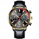 Leather Gold Black_Mens es Men Stainless Steel Mesh Belt Quartz Wrist Luminous Clock Man Casual Leat