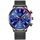 Mesh Black Blue_Mens es Men Stainless Steel Mesh Belt Quartz Wrist Luminous Clock Man Casual Leather