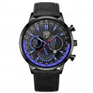 Leather Black Blue_Men's es Luxury Man Sports Stainless Steel Mesh belt Quartz Wrist  for Men Busine