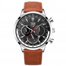 Leather Silver Black_Men's es Luxury Man Sports Stainless Steel Mesh belt Quartz Wrist  for Men Busi