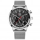Mesh Silver Black_Men's es Luxury Man Sports Stainless Steel Mesh belt Quartz Wrist  for Men Busines
