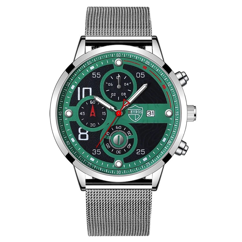 Mesh Silver Black_2022 men's sports es men luxury stainless steel quartz es luminous clock man busin