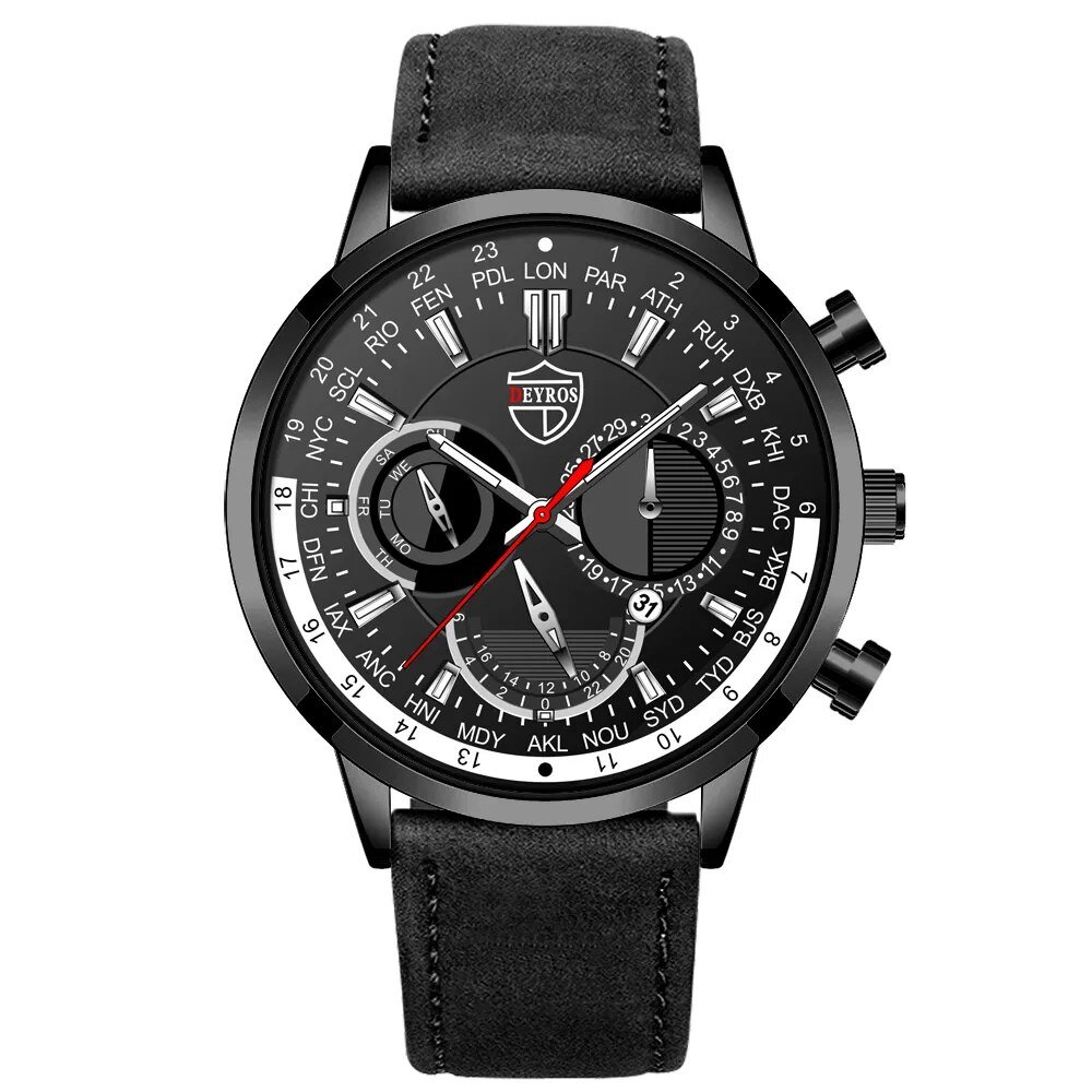 Leather Black Silver_2022 Mens es Luxury Men Stainless Steel Quartz Wrist  for Men Business Casual L