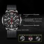 Leather Gold Black_Mens es Stainless Steel Mesh Belt Quartz Wrist Luminous Clock Men Business Casua