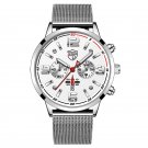 Mesh Silver White_Mens es Stainless Steel Mesh Belt Quartz Wrist  Luminous Clock Men Business Casual