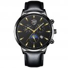 Leather Black Gold_Mens es Stainless Steel Mesh Belt Calendar Date Quartz  Men Business Luminous Clo