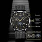 Mesh Black Gold_Mens es Stainless Steel Mesh Belt Calendar Date Quartz Men Business Luminous Clock