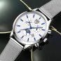 Meshl Silver White_Mens es Stainless Steel Mesh Belt Calendar Date Quartz Men Business Luminous Clo