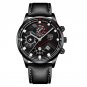 Leather Black Silver_Luxury Mens es Men Business Stainless Steel Quartz Wrist Calendar Date Luminous