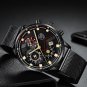 Leather Black Silver_Luxury Mens es Men Business Stainless Steel Quartz Wrist Calendar Date Luminous