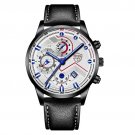 Leather Black White_Luxury Mens es Men Business Stainless Steel Quartz Wrist Calendar Date Luminous 