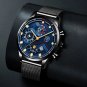 Mesh Silver Blue_Luxury Mens es Men Business Stainless Steel Quartz Wrist Calendar Date Luminous Clo