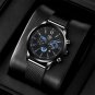 Mesh Black Red_Brand Men's Business Calendar es Stainless Steel Mesh Belt Analog Quartz Wrist Male L