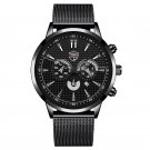 Mesh Black Silver_Brand Men's Business Calendar es Stainless Steel Mesh Belt Analog Quartz Wrist Mal
