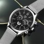 Mesh Silver Black_Brand Men's Business Calendar es Stainless Steel Mesh Belt Analog Quartz Wrist Mal