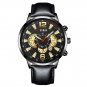 Leather Black Gold_2022 Mens Sports es Men Stainless Steel Quartz Wrist Calendar Luminous Clock Man