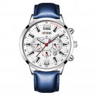 Leather Silver Blue_2022 Mens Sports es Men Stainless Steel Quartz Wrist  Calendar Luminous Clock Ma
