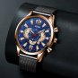 Mesh Rose Blue_2022 Mens Sports es Men Stainless Steel Quartz Wrist Calendar Luminous Clock Man Bus