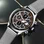 Leather Black Rose_Mens es Stainless Steel Mesh Belt Quartz Wrist Luminous Clock Men Business Caasu