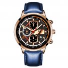 Leather Rose Blue_Mens es Stainless Steel Mesh Belt Quartz Wrist  Luminous Clock Men Business Caasua