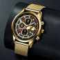 Leather Rose Blue_Mens es Stainless Steel Mesh Belt Quartz Wrist  Luminous Clock Men Business Caasua