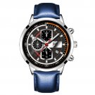 Leather Silver Blue_Mens es Stainless Steel Mesh Belt Quartz Wrist  Luminous Clock Men Business Caas