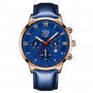 Leather Rose Blue_Mens es Stainless Steel Mesh Belt Quartz Wrist  Luminous Clock Men Business Casual