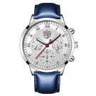 Leather Silver Blue_Mens es Stainless Steel Mesh Belt Quartz Wrist  Luminous Clock Men Business Casu
