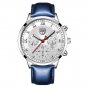 Leather Silver Blue_Mens es Stainless Steel Mesh Belt Quartz Wrist Luminous Clock Men Business Casu