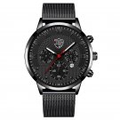 Mesh Black Black_Mens es Stainless Steel Mesh Belt Quartz Wrist  Luminous Clock Men Business Casual 