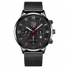 Mesh Black Silver_Mens es Stainless Steel Mesh Belt Quartz Wrist  Luminous Clock Men Business Casual