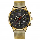 Mesh Gold Black_Mens es Stainless Steel Mesh Belt Quartz Wrist  Luminous Clock Men Business Casual L