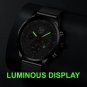 Leather Silver Blue_Mens es Luxury Stainless Steel Mesh Belt Quartz Wrist for Men Business Casual Le