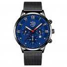 Mesh Black Blue_Mens es Luxury Stainless Steel Mesh Belt Quartz Wrist for Men Business Casual Leathe