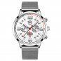 Mesh Silver White_men's stainless steel es luxury calendar quartz es business es for men