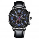 Leather Black Blue_Mens Luxury Sports es Men Business Stainless Steel Mesh Belt Quartz Clock Man Cas