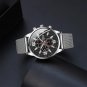 Leather Silver Black_Mens Luxury Sports es Men Business Stainless Steel Mesh Belt Quartz Clock Man C