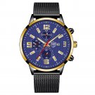 Steel Gold Blue_Mens Luxury Sports es Men Business Stainless Steel Mesh Belt Quartz Clock Man Casual