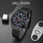 Leather Silver Black_2022 Mens Sports es for Men Business Stainless Steel Mesh belt Quartz Wrist Lu