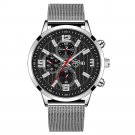 Steel Silver Black_2022 Mens Sports es for Men Business Stainless Steel Mesh belt Quartz Wrist  Luxu
