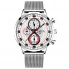 Mesh Silver White_2022 men's sports es men luxury stainless steel quartz es luminous clock man busin