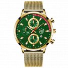 Mesh Gold Green_Mens Sports es Men Business Stainless Steel Mesh belt Quartz Wrist  Luminous Clock M