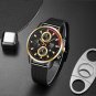 Mesh Silver Black_Mens Sports es Men Business Stainless Steel Mesh belt Quartz Wrist Luminous Clock