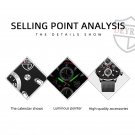 Leather Gold Green_Mens 2022 Luxury Black es Men Business Stainless Steel Quartz Calendar Wrist  Man