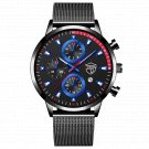Mesh Black Blue_Mens 2022 Luxury Black es Men Business Stainless Steel Quartz Calendar Wrist  Man Sp